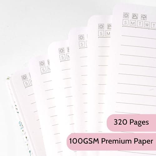 CAGIE Floral Lined Journal for Women – A5 Hardcover Leather Journal Notebook with 320 Pages, 100GSM Paper, College Ruled Notebook, Journaling Notebooks for Writing, Daily Notes - Thumbnail 3