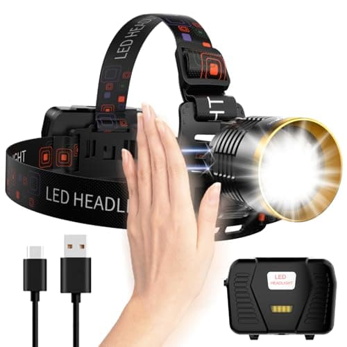 VOLISABER Rechargeable Headlamp LED, 1000 Lumens Super Bright Headlamp with Motion Sensor & Dual Light, 9000mAh Waterproof Head Light Zoomable 90° for Hiking, Camping, Cycling, Repair - Image 1