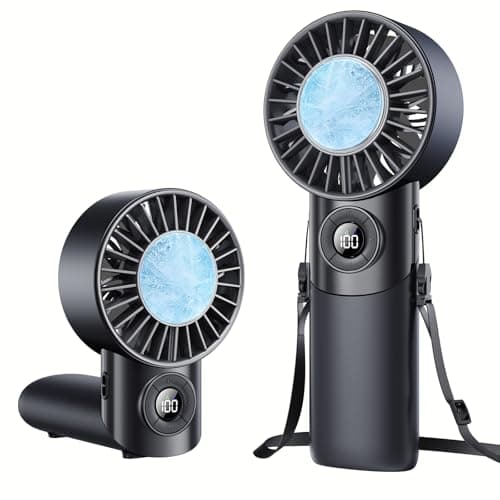 Eastfox 2026 Upgrade 3 In 1 Handheld Portable Turbo Fan with Ice Cooler,Rechargeable 100 Speed Mini Personal Fan 10500 RPM Small Pocket Fans Makeup fan for Outdoor,Office,Camping,Travel-Black - Image 1