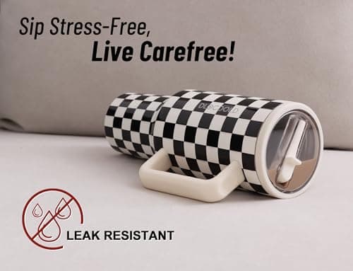 DLOCCOLD 40 oz Tumbler with Handle and Flip Straw, Leak Resistant Leak-Proof Tumbler with Lid and Straw, Insulated Stainless Steel Travel Mug, Keeps Cold or Hot, Car Cupholder Friendly, Hot Cherry - Thumbnail 4