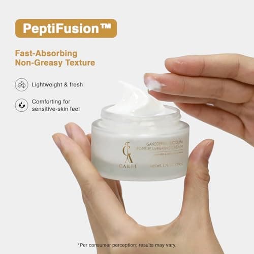 CA CAREL Brightening Face Cream, Ganoderma Peptides Rejuvenating Moisturizer with Collagen, Hyaluronic Acid, Niacinamide for Radiant Booster, Hydrating, Firming Skin - Thumbnail 6