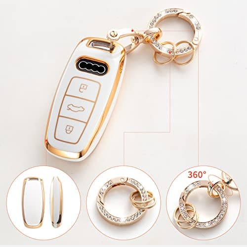 RUABIBAN Key Fob Cover Compatible with Audi, Key Case Protection Fit for A3 A6 A7 A8 E-Tron S3 S6 RS6 S7 RS7 Q7 SQ7 Q8 SQ8 Smart Key Protector - Thumbnail 4