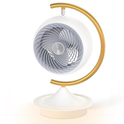 Desk Fans for Bedroom with Light, 16 Inch Table Air Circulator Fans with Ring Bracket, Oscillating Fan for Whole Room, 70° Vertical and 100° Oscillating, 3 Speeds, 28dB Quiet, for Home,Office,Outdoor