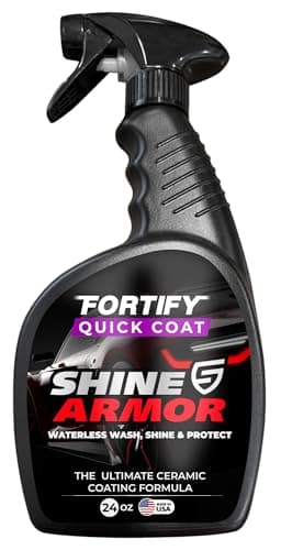 Car Wax Spray and Ceramic Coating for Cars - 3 in 1 Waterless Car Wash and Detailing - Quick Effect Coating Agent for Car - High Gloss Car Coating Spray, Shiny Car Stuff by Shine Armor - 24FlOz