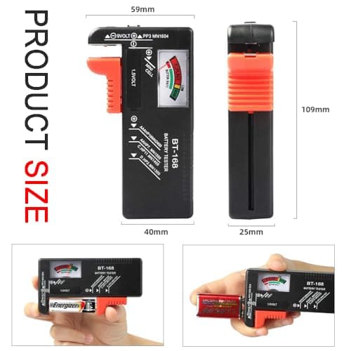 2Pcs Battery Tester Checker, Universal Battery Checker for AA AAA C D 9V 1.5V Button Cell Household Batteries Smal Electrical Monitor Meter Equipment (Requires No Battery for Operating) - Thumbnail 2