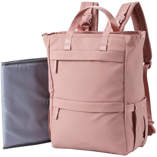 Allovely Diaper Bag Backpack, Large Baby Diaper Bag with Changing Pad, Baby Bag for Mom with Quick-access Insulated Pockets, Lightweight Multipurpose Travel Backpack (Dark Pink)