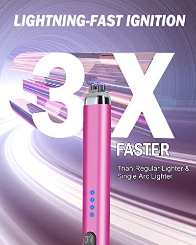 【Upgraded】 Dual Arc Electric Candle Lighter Rechargeable USB Lighter Plasma Arc Lighters for Candle (Violet) - Thumbnail 3