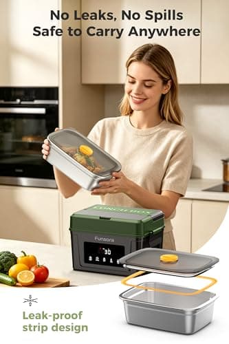 Funsora Cordless Heated Lunch Box 6.3Cups Electric Lunch Box 24000mAh Rechargeable Battery Fast 5-Sided Heating Self Heating Food Warmer Smart Timer Lunch Box for Work Travel Truck - Thumbnail 6