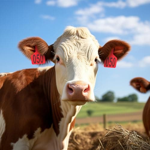 Cattle Ear Tags with 001-050 Numbers Large 1-Piece Z Livestock Ear Tags for Cow Goat Sheep Pig Calves Dog,Animal ID Identification Tag 4.4"x 3",Red - Thumbnail 4