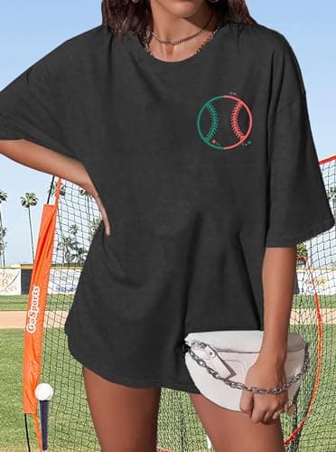 Baseball Shirts Women Oversized: Baseball Mom Tshirt Hey Batter Batter Swing Graphic Tee Ballparks Tops Grey - Thumbnail 2