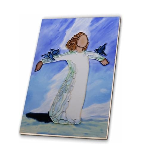 Handmade 3D Embossed Ceramic Wall Art Tile, Gift for Daughter from Mom - Home Decor for Living Room & Tabletop, Birthday & Anniversary Present for New Mother Grandma (Happiness) - Image 1