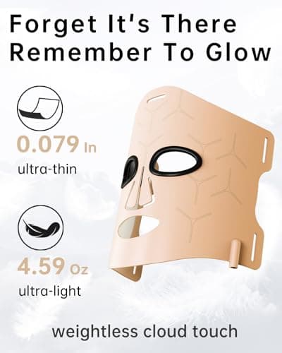 Infrared Red Light Therapy Mask: High Power Facial Skincare Device for Glowing Skin – Ultra-Thin 1.8mm 4.6oz, 830nm 633nm 590nm, Red Light Therapy for face Luxury Gift- Golden Windmill - Thumbnail 5