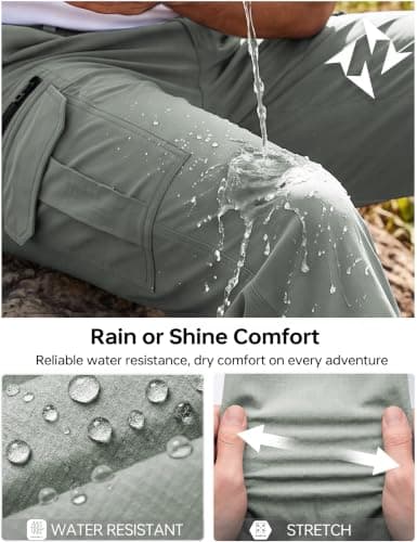 NATUVENIX Hiking Pants Men Lightweight Mens Travel Pants Quick Dry Cargo Work Pants for Men Water Resistant Fishing Pants - Thumbnail 3