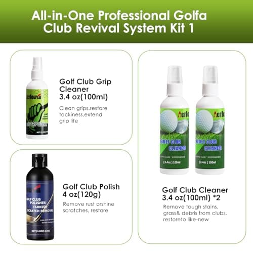 7-in-1 Golf Club Cleaning Kit - Club Cleaner, Grip Cleaner, Polish, Water-Spray Brush, Groove Cleaner, Magnetic Towel & Portable Bag | Restores Clubs, Removes Rust/Scratches, Renews Tackiness - Thumbnail 3