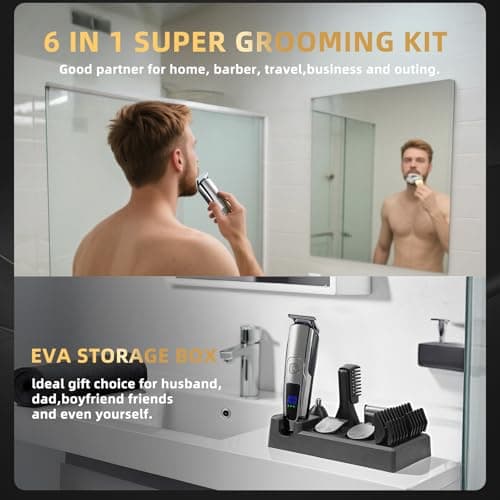 Beard Trimmer for Men, 20 Length Settings, Waterproof Electric Razor for Men, Hair Trimmer, Nose Hair Trimmer, Cordless Hair Clippers, All-in-One Grooming Kit - Thumbnail 2
