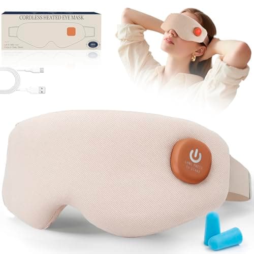 Heated Eye Mask, Cordless Warm Eye Compress for Dry Eyes, Birthday Christmas Gifts for Women Men, Washable Eye Heating Pad for Travel, Eye Relief, Improved Sleep (Khaki) - Image 1