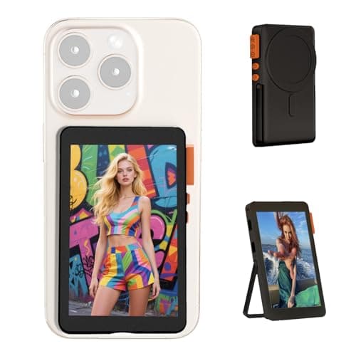 Magnetic Selfie Monitor Screen with Focus & Sound - Vlog Selfie Monitor with 2300mAh Battery, No Overheating, Lag-Free Connection & Built-in Stand for iPhone & Android (Black) - Image 1