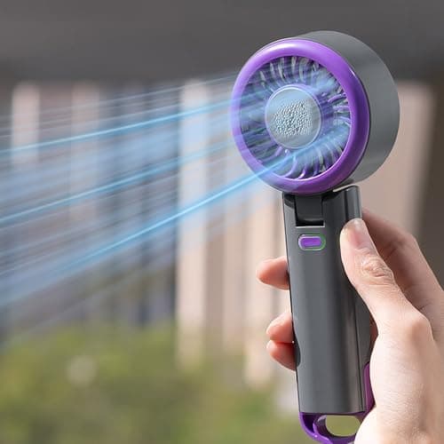 Portable Handheld Turbo Fan,Mini Foldable Fan,Small Fans,Neck Hanging,Rechargeable Battery,5 Wind Speed ​​Settings,with Cooling Function,Suitable for Summer,Travel,Beach,Mountaineering
