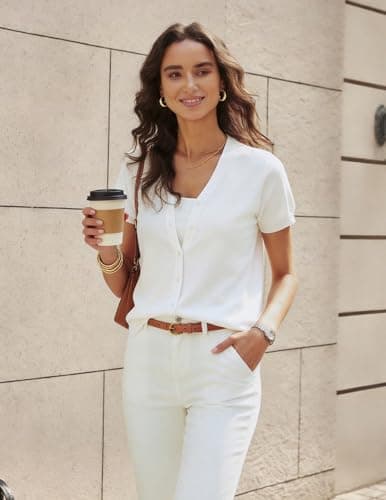 GRACE KARIN White Cardigan for Women Spring Short Sleeve Sweater Jacket Summer Lightweight Shrug for Dress (Bright White,3XL) - Thumbnail 4