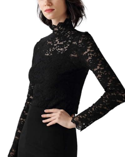 QiuDumo Womens Dressy Long Sleeve Date Night Tops Goth Brunch Outfits Black XXL - Thumbnail 6