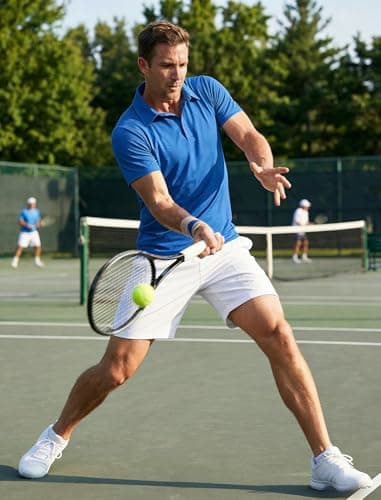 PINSPARK Mens Polo Shirt Moisture Wicking Golf Shirts for Men Performance Casual Collared Shirt Quick Dry Regular Fit Polos Royal Blue - Thumbnail 5