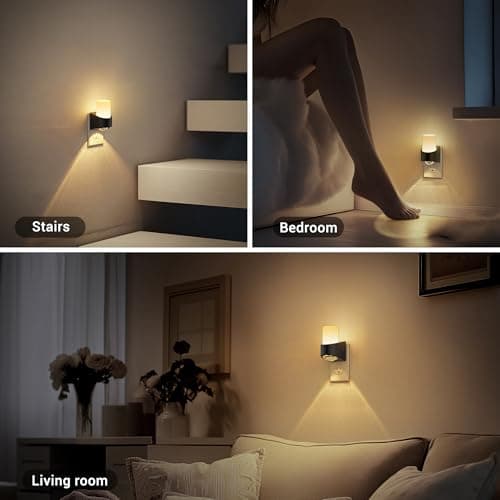 JandCase LED Night Lights Plug into Wall, Decorative Night Light with Dusk to Dawn Sensor, Adjustable Brightness, 3000K Warm White Nightlight Plug in for Kids, Bathroom, Hallway, Bedroom, Stairway - Thumbnail 5