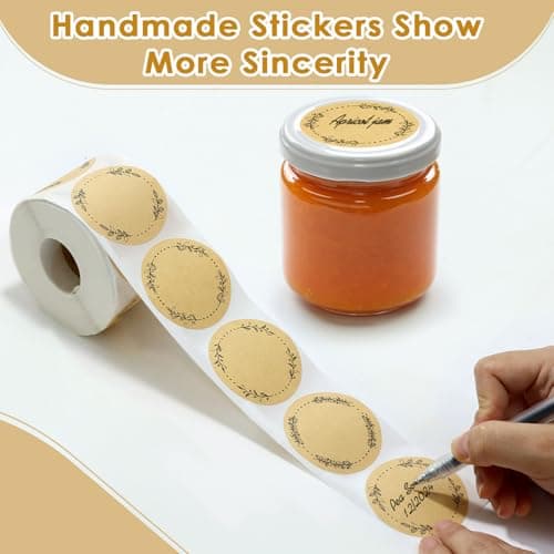 500pcs Canning Stickers Jam and Jelly Jar Labels, Gift Tags 4 Different Wreath Designs, All-Purpose Labels for Mason Jars/Bottle/Name Tags and More(2" Round) - Thumbnail 4