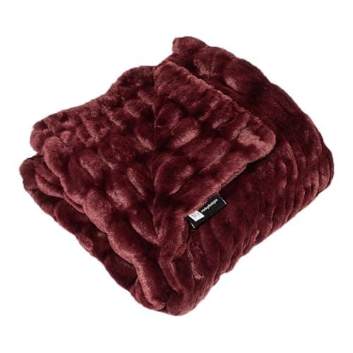 Minky Designs Berry Wine Minky Blanket – Ultra Soft Faux Fur Throw Blanket for Couch, Bed & Home – Fluffy, Warm & Luxurious – Chic Collection (Medium, 50x60) - Image 1