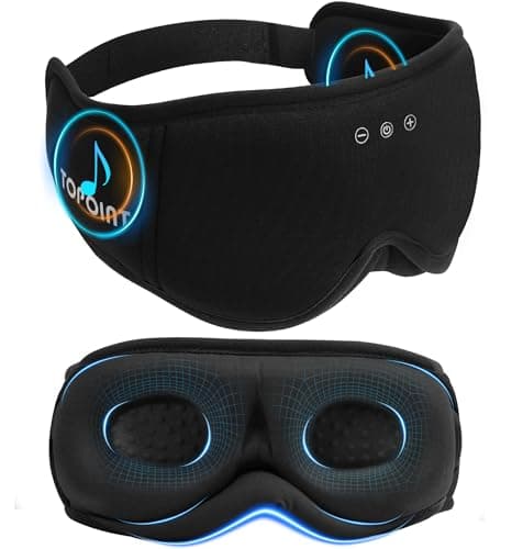 Sleep Mask with Headphones Bluetooth 5.4, TOPOINT 3D Eye Mask Blackout with Soft Bamboo Cotton for Side Sleepers Women Men, Sleep Headphones Earphones HD Speaker Microphone for Travel Meditation Gift - Image 1