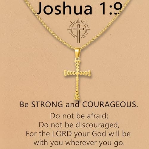 Jekvill 14K Gold plated Cross Pendant Necklace for Women and Men, Christian Gifts for First Communion Baptism Easter, Simple Cross Necklace - Image 1