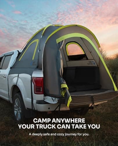 JOYTUTUS Pickup Truck Tent 6.0ft, Waterproof PU2000mm Double Layer for 2 Person, Portable Truck Bed Tent with Rainfly - Green, Fiberglass Pole - Thumbnail 2