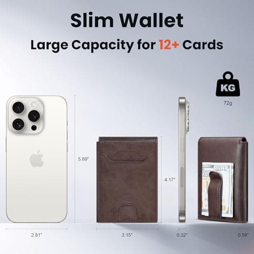 furid Leather Slim Wallet for Men Minimalist: Magnetic Closure Bifold Front Pocket Wallets with Money Clip - Rfid Credit Card Holder Wallet - Gifts for Men at Birthday - Thumbnail 6