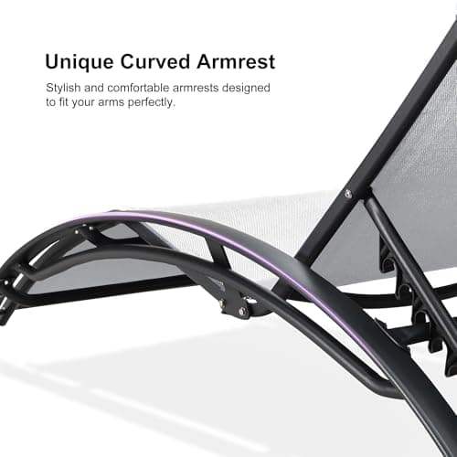 PURPLE LEAF Patio Oversized Chaise Lounge Chair Set with Side Table Pool Adjustable Recliner Chairs for Outside Beach Outdoor Sunbathing Tanning Poolside Lounger Chair, White - Thumbnail 6