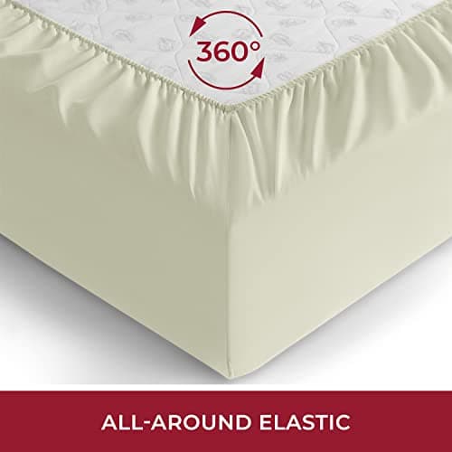 Mellanni California King Fitted Sheet - Iconic Collection Bedding Sheets with up to 16 inch Deep Pocket - Soft & Cooling - Fade & Stain Resistant - 1 PC (Twin XL, Golden Ivory) - Thumbnail 4