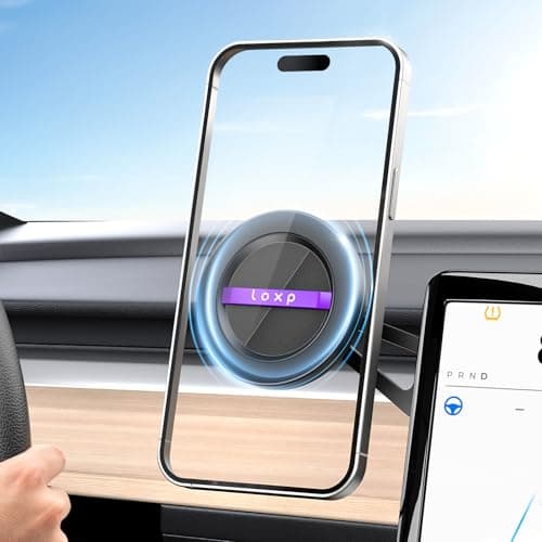 LOXP Upgrade Tesla Phone Mount [Strong Magnetic & Foldable] Aluminum Car Mount for Tesla Model 3/Y/Juniper, 360 Rotating Tesla Phone Holder Fits for iPhone 17 16 15 Pro Max, Tesla Accessories - Image 1