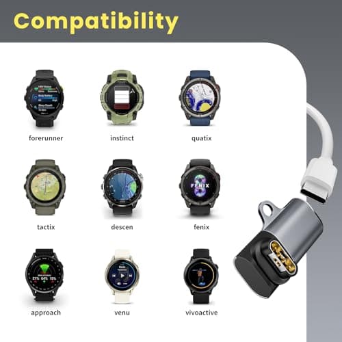 USB C Adapter Compatible with Garmin Watch 3Pack,Type C Cable Adapter Charging Cable Cord for Garmin Fenix 8 7 7S 6, Vivoactive 6 5 4S, Forerunner 55/165/970/570/945/265(Gray) - Thumbnail 6