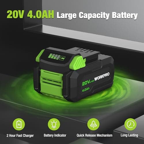 WORKPRO 20V Cordless Mini Circular Saw, 4-1/2" Compact Wireless Circular Saw 4.0Ah Battery, Fast Charger, 3 Blades, 4500RPM, Laser Guide, Max Cutting Depth 1-11/16"(90°), 1-1/8"(45°) - Thumbnail 4