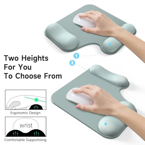Mcapirivo Ergonomic Mouse Pad with Gel Wrist Rest (1"& 1.2" Dual Height) - Cyan Mouse Pads Compact Mousepad Desk Mat Office, Gaming & Carpal Tunnel Relief | Non-Slip Rubber Base - Thumbnail 2