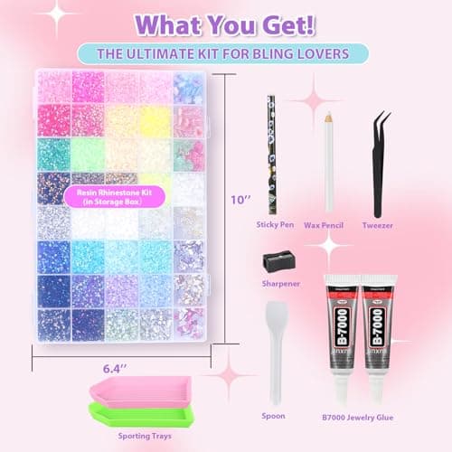33000Pcs Jelly Rhinestones Bedazzling Kit, 32 Colors 3mm Resin Flatback Gems & 8 Cute Decorations, Bedazzler Kit with Jewelry Glue & Tools, Bedazzling for Diamond Art Crafting Book Nail Makeup - Thumbnail 5