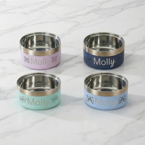 Personalized Engraved Dog Cat Bowl – Custom Name & Cute Pattern, 304 Stainless Steel, Double Layer, Durable, Easy Clean, Pet Gift for Small to Large Pets - Thumbnail 3