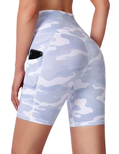 Soothfeel Women's High Waist Yoga Shorts with Side Pockets Tummy Control Running Gym Workout Biker Shorts for Women 8" /3" - Image 1