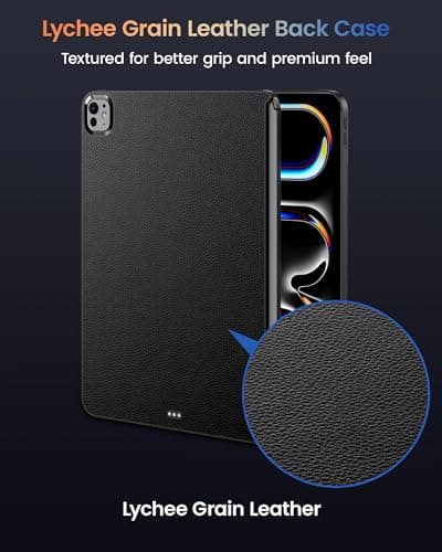 typecase Edge+ Keyboard Case for iPad Pro 13-inch (M5/M4) 2025/2024,Black Keyboard with Litchi Grain Protective Case,Portrait & Typing Modes,Built-in Trackpad,11-Color Backlight,Magnetic Stand - Thumbnail 5