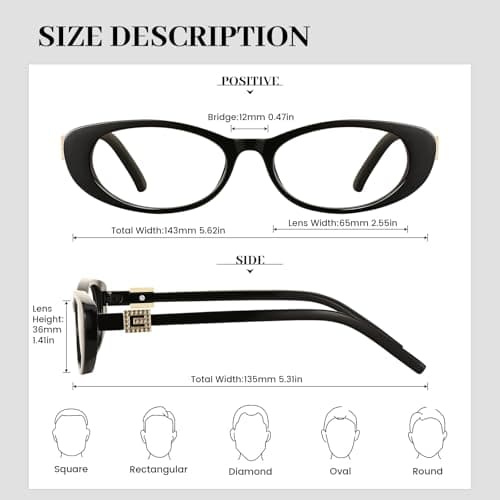 YMRFW Oval Blue Light Blocking Glasses for Women Retro 90s Glasses Computer TV Eyeglasses Anti Eyestrain - Thumbnail 3