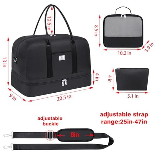 IBFUN Weekender Bags for Women, 3PCS 21" Large Travel Duffle Carry On with Crossbody Bag & Toiletry Bag, Water-Resistant Shoe Compartment, Trolley Sleeve, for Business Weekend Overnight Trips - Thumbnail 4