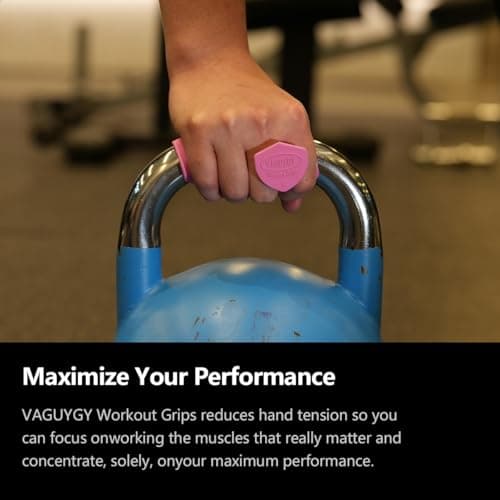 VAGUYGY Workout Grips,Rubber Fingerless Gym Gloves, Pull Up Grips for Men Women Crosstraining Palm Grips Hand Protection，Suitable for Gym & Home Workouts, Improves Grip Strength(1,pink) - Thumbnail 5