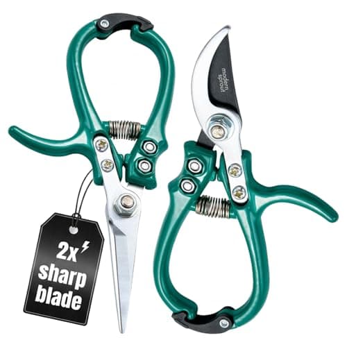 Modern Sprout Hand Pruners & Shears Set with Blister Pack - Lightweight Gardening Tools with Easy Lock - Sharp Carbon Steel Blades -Rust Resistant Scissors for Herbs, Flowers - Ocean - Image 1