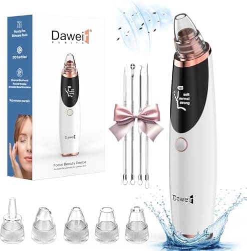 Blackhead Remover Pore Vacuum for Face and Nose, Facial Pore Cleanser with 3 Suction Levels, 5 Replaceable Tips, USB Rechargeable Tool for Blackheads and Whiteheads(White) - Image 1