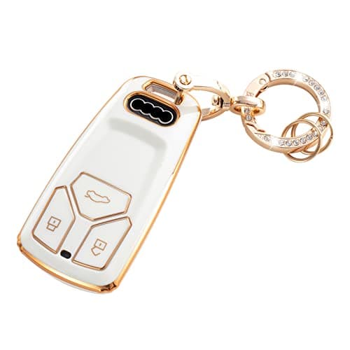 RUABIBAN Key Fob Cover for Audi, Key Case Protection Fit for A4 Q7 Q5 TT A3 A6 SQ5 R8 S5 Smart Key Protector