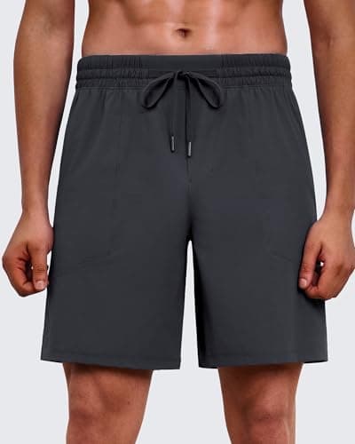 G4Free Mens Athletic Shorts with Zip Pockets Quick Dry Stretchy Elastic Waist Pants Workout Gym Hiking Outdoor Summer (Dark Gray,XS) - Thumbnail 5