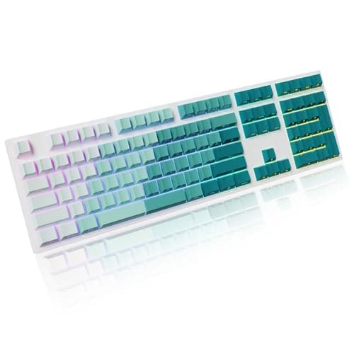 AKepopery Gradient Keycap Side-Print Shine-Through PBT Keycaps, 121 Keys Cherry Profile, Transparent Spacebar Strip, for MX Switches, for Keyboards with LED Facing South (Gradient Green) - Thumbnail 4